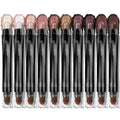 LUXAZA PRO Brown Eyeshadow Stick Makeup Set 10PCS, Neutral Shimmer And Matte Cream Eye Shadow Palette, Metallic Bronze Smoky Eyeliner Brightener Crayon Pencil Kit, Ideal Gift for Women -Ash Rose
