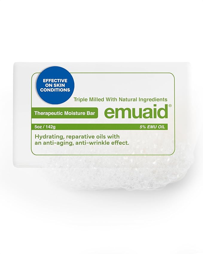 emuaid Therapeutic Moisture Bar, Medicated Face and Body Cleansing Bar, 5oz