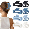 SMKSL Medium Hair Clips for Women 8 Pcs Small Claw Clips for Thin and Thick Hair 2 Styles Hair Claw Clips Combination Rectangle Banana Jaw Hair Accessories for Women and Girls (Blue)