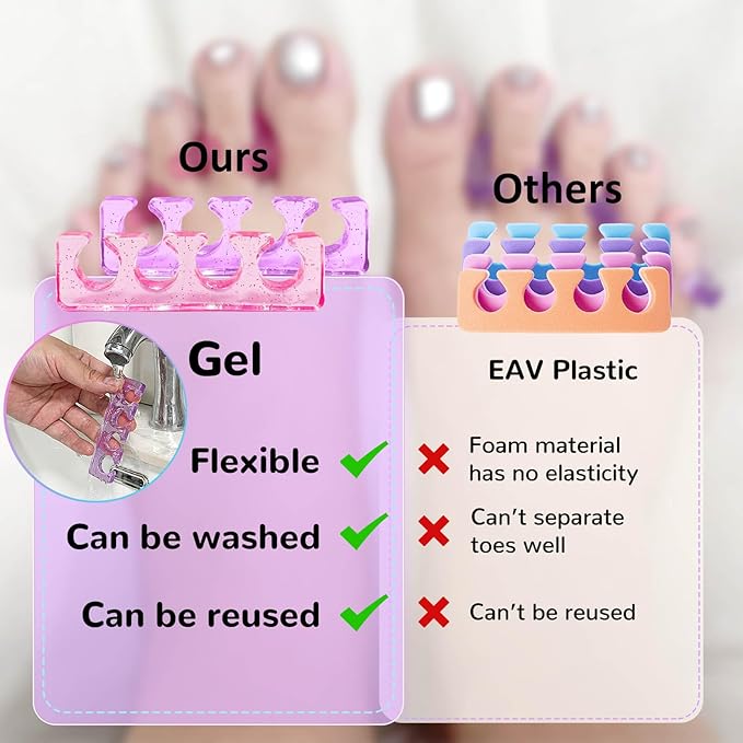 Thin Toe Separators for Women,Soft Pedicure Spacers for Toenail Polish