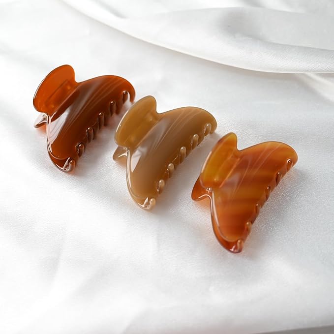 Prettyou Handmade Celluloid Acetate French Design Barrettes Tortoise Shell Claws Hair Claw Luxury Fashion Accessories Hair Clip for Women (toffee)