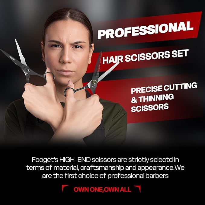 Professional Hair Cutting Scissors Kit, Thinning Shears, High-End 440C Stainless Steel Barber scissors with Sharp Edge Blades, 6.8 inch Hair Cutting Shears, Right Hand Hair Scissors for Salon, Home