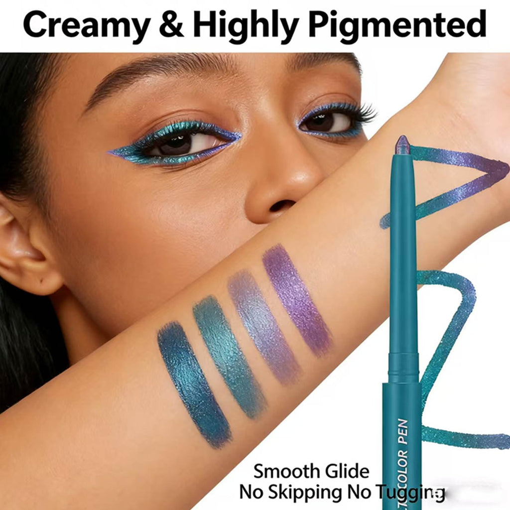 TWLBXMG Chameleon Eyeliner Pen, Metallic Shimmer Color Changing Eye liner Pencil, Waterproof Long Lasting Eyeshadow & Eyeliner 2 in 1, Highly Pigmented Smudge Proof # 01