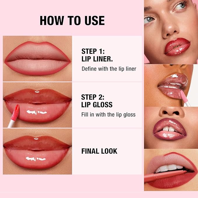 Hyesamyo Pink Lip Liner Waterproof Lip Kit With Lip Liner and Gloss Long Lasting Pluming Smudge proof Highly Pigmented Lip Liner Set with Lipgloss (09# Pink)