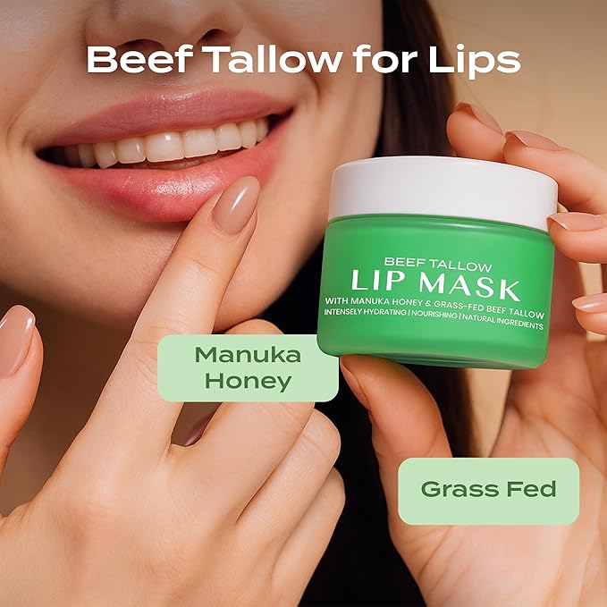 Body Restore Beef Tallow Lip Mask – Fathers Day Gift for Dad from Daughter Son Wife, Bergamot Overnight Hydrating Lip Treatment, Birthday Gifts for Men, Self Care Spa Gifts