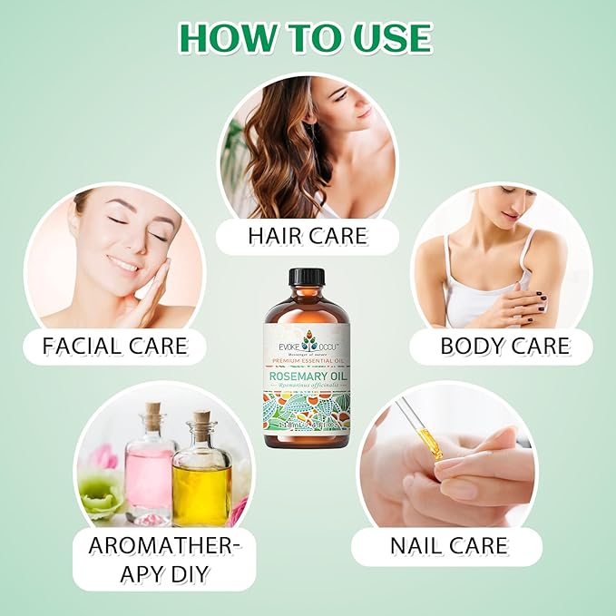 EVOKE OCCU Rosemary Essential Oil for Hair Care, Diffuser & DIY