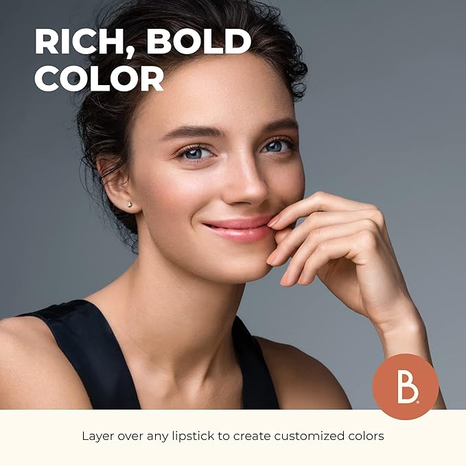Beauty For Real Lip Gloss + Shine, Turned On - Neutral Rose - Non-Sticky Plumping & Hydrating Gloss - Light & Mirror In Cap - Contains Marine Collagen - 0.15 fl oz