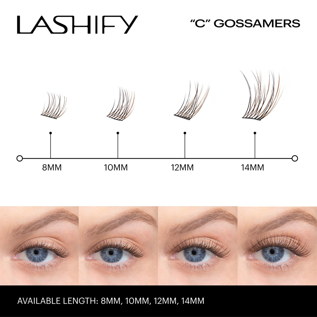 Lashify Curl 12mm Gossamer Eyelash Extensions Refill, Truffle Color, DIY False Lashes for a Natural Look