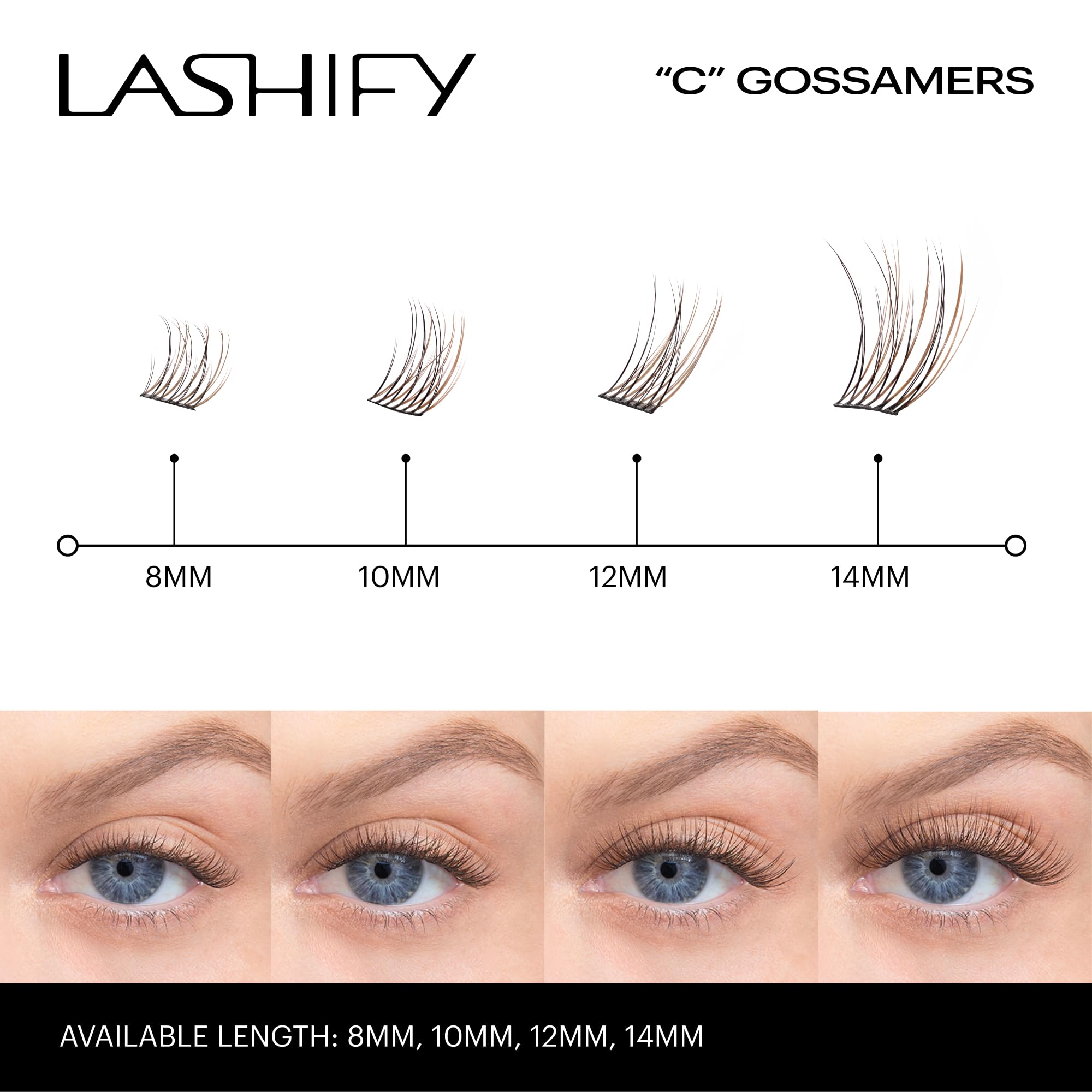 Lashify Curl 12mm Gossamer Eyelash Extensions Refill, Truffle Color, DIY False Lashes for a Natural Look