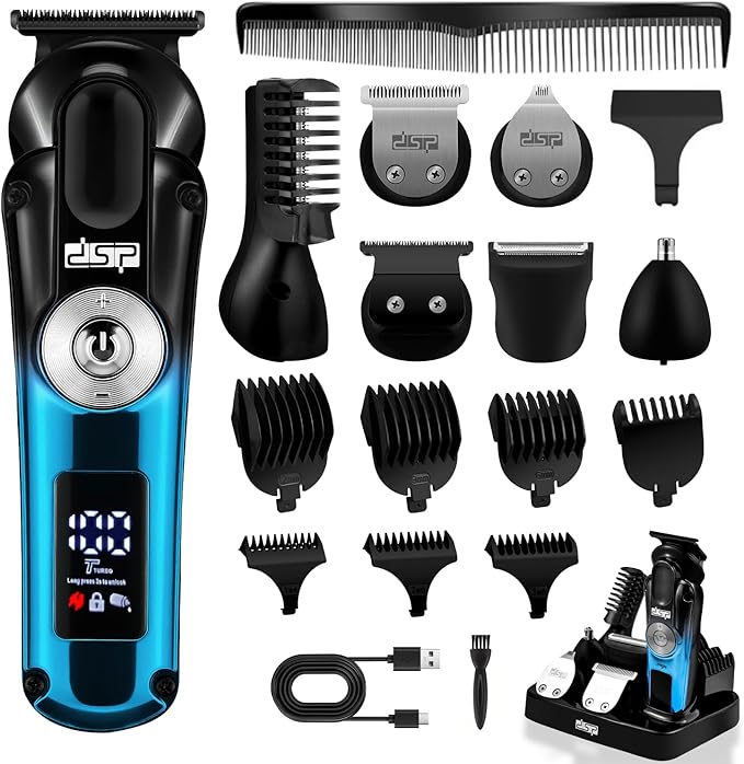 DSP 6-in-1 Grooming Kit for Men, Cordless Rechargeable Trimmer Set