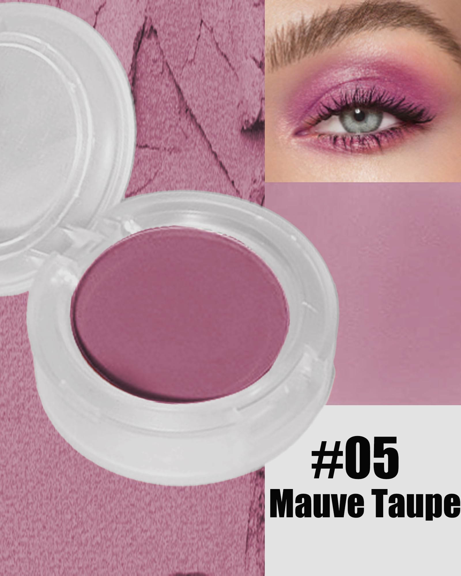 Single Matte Eyeshadow, Mauve Taupe Matte Eye Shadow Powder Palette Makeup, High Pigment Waterproof Nude Multiuse Pressed Eye Shadows Powder with Smooth Lightweight,Blendable for Daily Eye Look-05