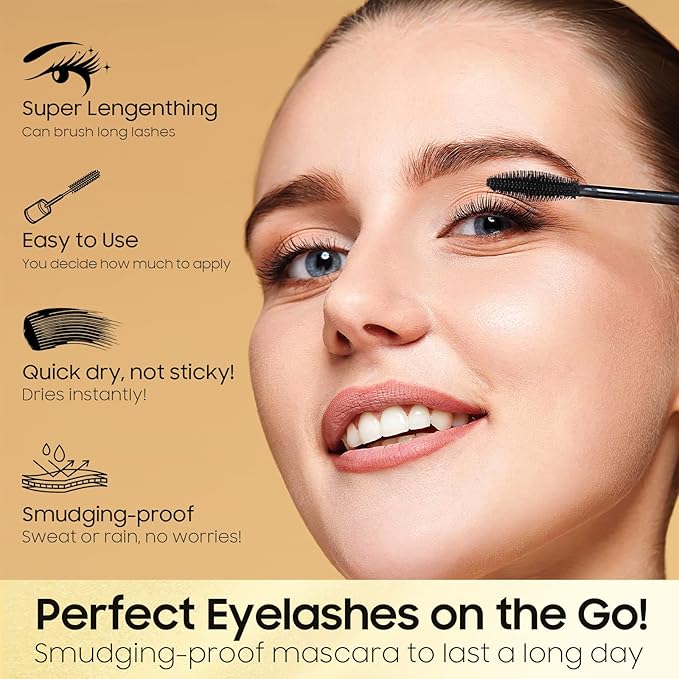 Tubing Mascara - Intense Black Lengthening & Volumizing Mascara, Fast Dry & Clump-Free, Curling & Separating, Vegan & Cruelty, All Day Full, Suitable for All Party (0.28 fl. oz)