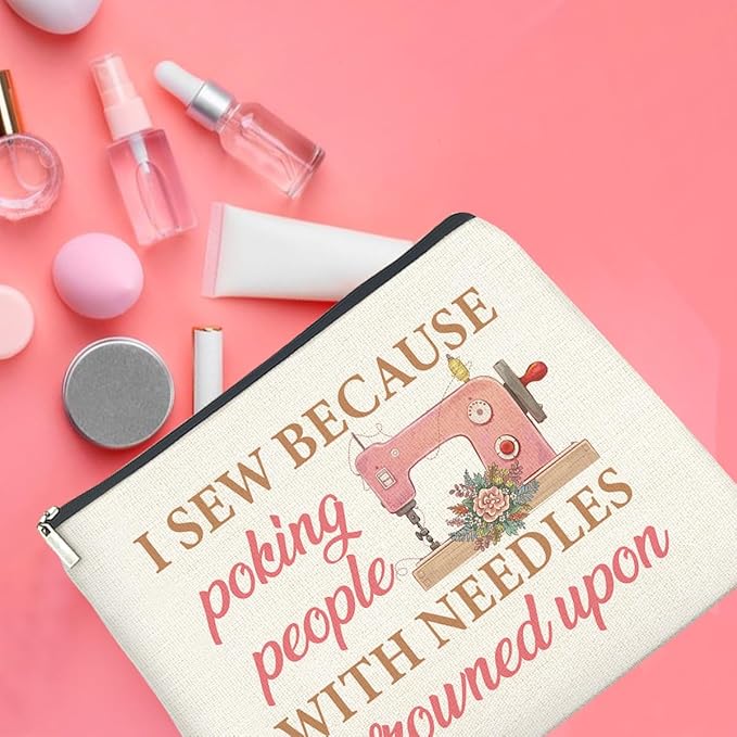 UPNEGE Sewing Gifts Makeup Bag Sewing Lover Gifts Sewer Gift for Women Sewing Lovers Cosmetic Bag Zipper Makeup Pouch