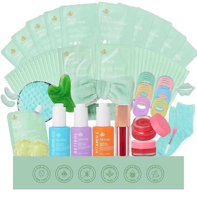 55 Pcs Mothers Day Gift for Mom, Tea Tree Face Sheet Mask Gift Basket Set for Women, Skin Care Gift Set for Her, Home Spa Self Care Kit, Face Serum Gift Set, Birthday, Anniversary