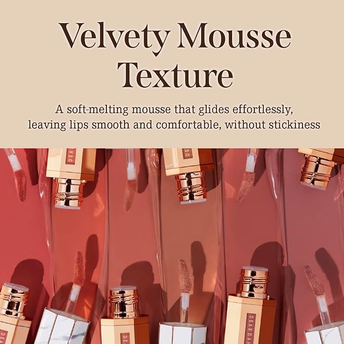 DEARDAHLIA Paradise Dream Velvet Lip Mousse (Butterscotch) - Vegan Soft-Matte Lip Tint with Lightweight, Buildable, Long-Lasting Color, Whipped Mousse Texture. Cruelty-Free. 0.21 Fl oz