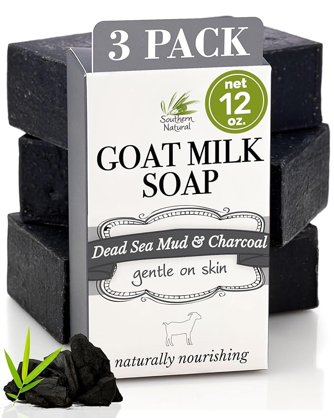 Southern Natural Activated Charcoal Soap Bar For Face & Body, 3 Pack