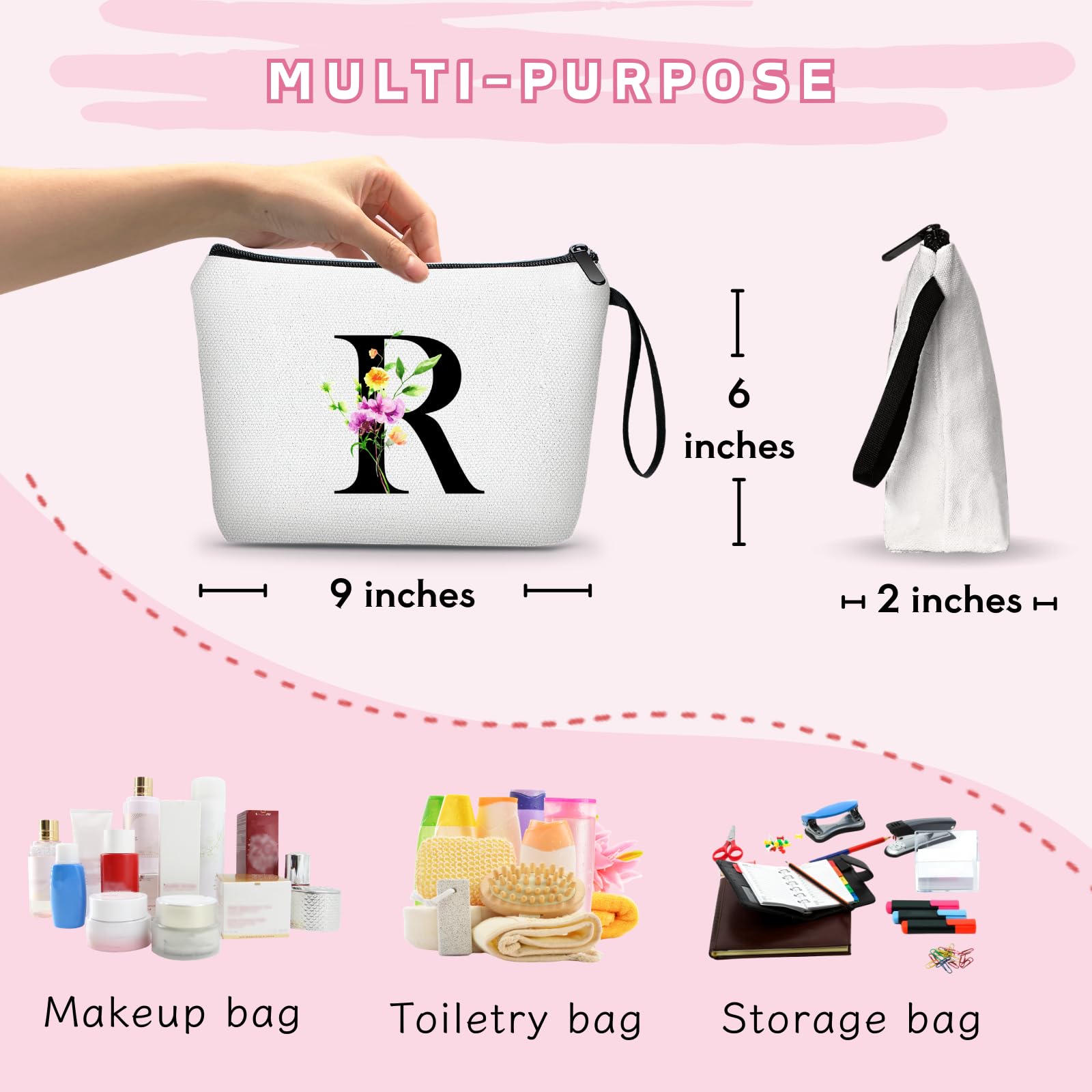 SEAMOON Bridesmaid Proposal Bridal Birthday Unique Gifts for Women Bride Friend Bestie Personalized Travel Make up Cosmetic Bag with Mirror Valentines Mothers Day Christmas Graduation R