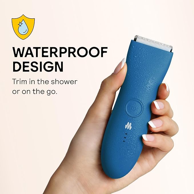 MERIDIAN The Trimmer Original - Body Hair Trimmer for Men, Electric Shaver for Pubic Hair, Chest, Legs & Bikini, Waterproof & Rechargeable, Ocean
