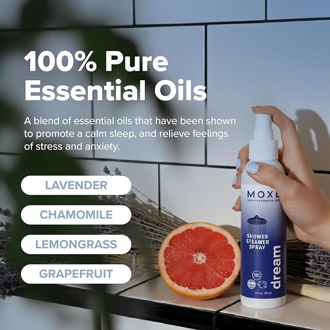 MOXĒ Dream Shower Steamer Spray for Bedtime Routine & Tension Relief, 4oz