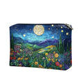 COEQINE Ladies Leather Cosmetic Purse Trend Women Travel Make Up Bag Organizer Bag for Women Trend Casual Bag Party Purse,Blue Starry Sky Art Print Easy To Clean