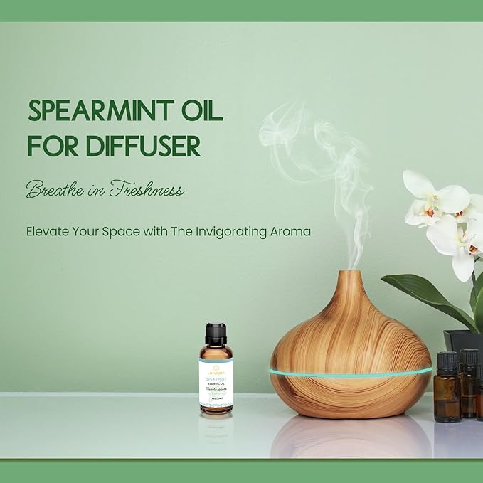LOTUSJOY Spearmint Oil for Facial Hair, Skin, Diffuser, Room Spray, 1 Oz