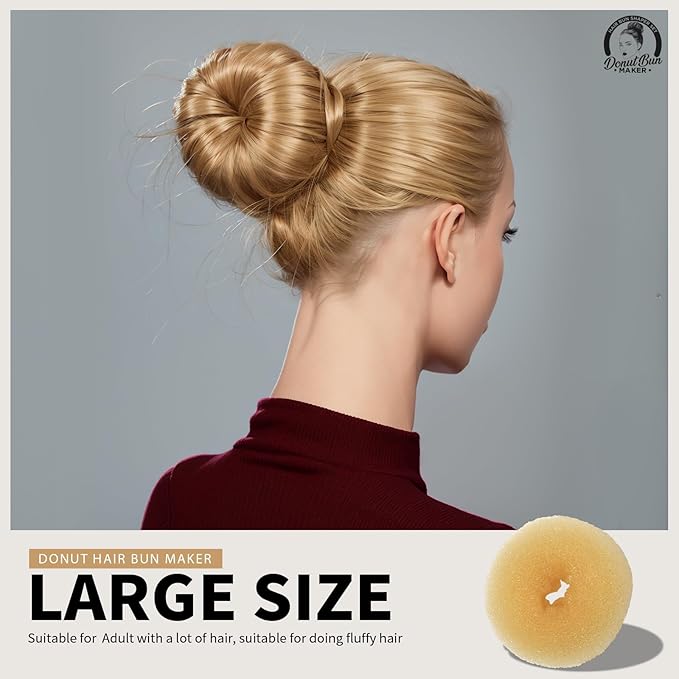 Teenitor 4pcs Hair Bun Shaper Set with Extra-large, Large, Medium, Small Donut Hair Bun Maker, 20pcs Bobby Pins, Gold