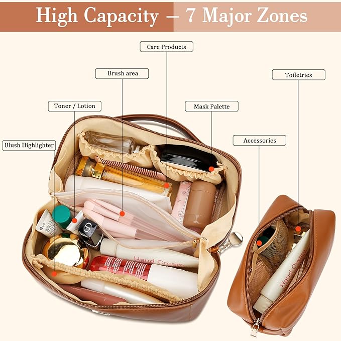 CLOUDWINGS Initial Makeup Bag Personalized Gift for Women Teen Girls