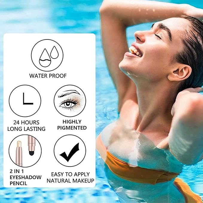 Gold Eyeshadow Stick Makeup, Waterproof Hypoallergenic Long Lasting Cream Eye Shadow Pencil, Highlighter Matte Crayon eyes liner, Glitter Primer Palette Shimmer Eyeliner Pen