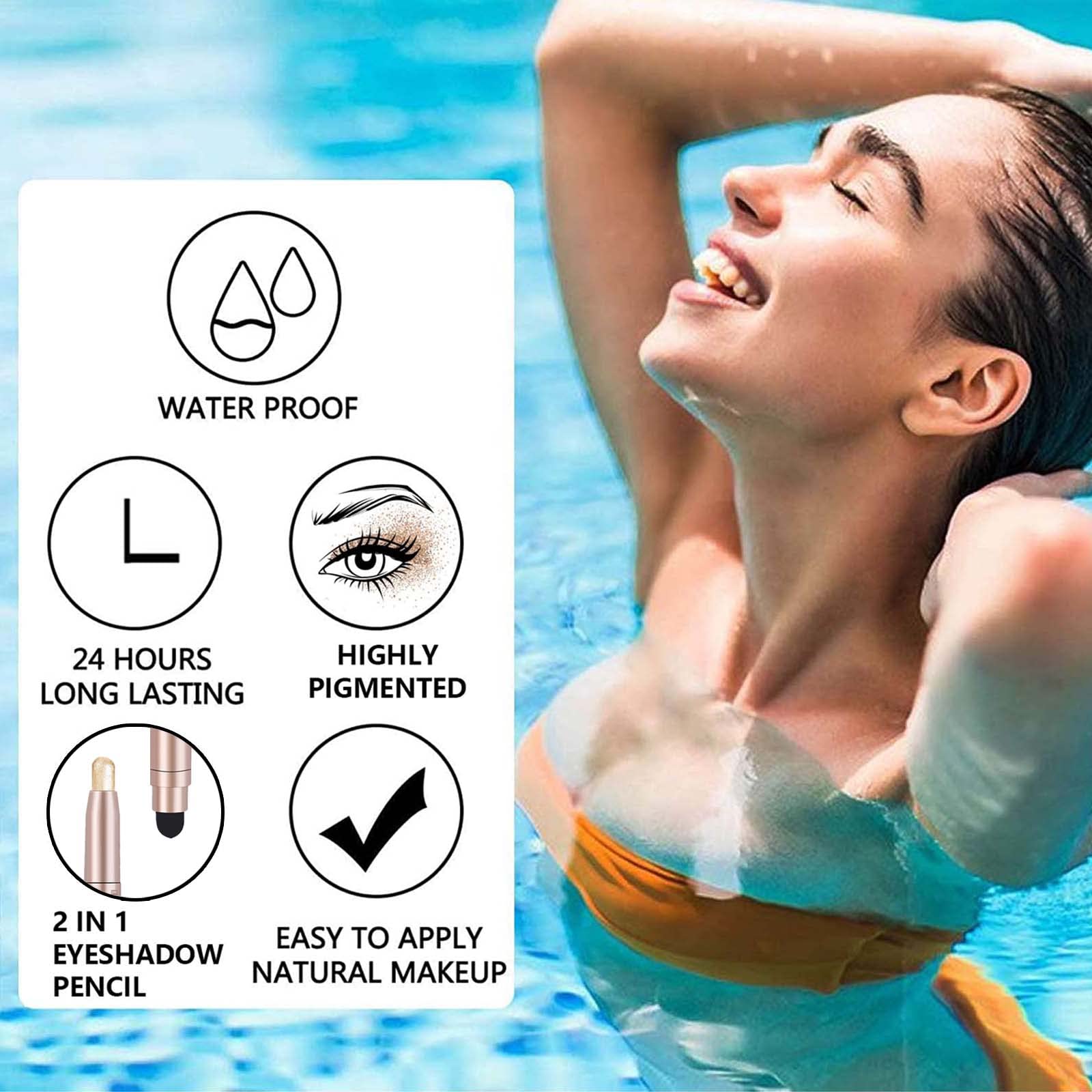 SAUBZEAN Light Pink Eyeshadow Stick Makeup, Highlighter Cream Eye Shadow Pencil, Waterproof Hypoallergenic Long Lasting Matte Crayon, Glitter Primer Palette Shimmer Eyeliner Pen