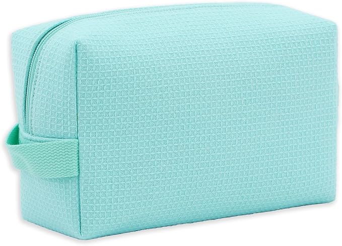 DYSHAYEN Small Waffle Makeup Bag for Travel, Mint