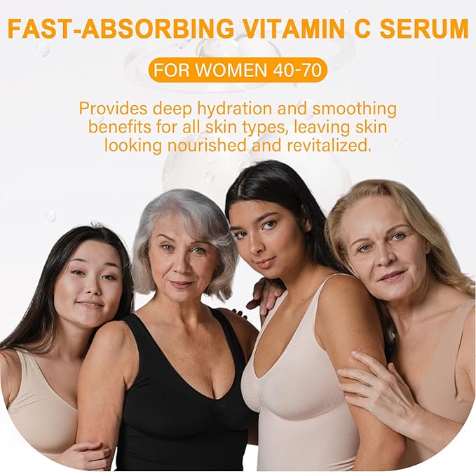 Anroha Super Vitamin C Face Serum for Women Over 70, Large Size 1.7 fl oz (50ml) - Fragrance-Free Multi-Tasking Age Defying Hydrating Complex for Mature Sensitive Skin