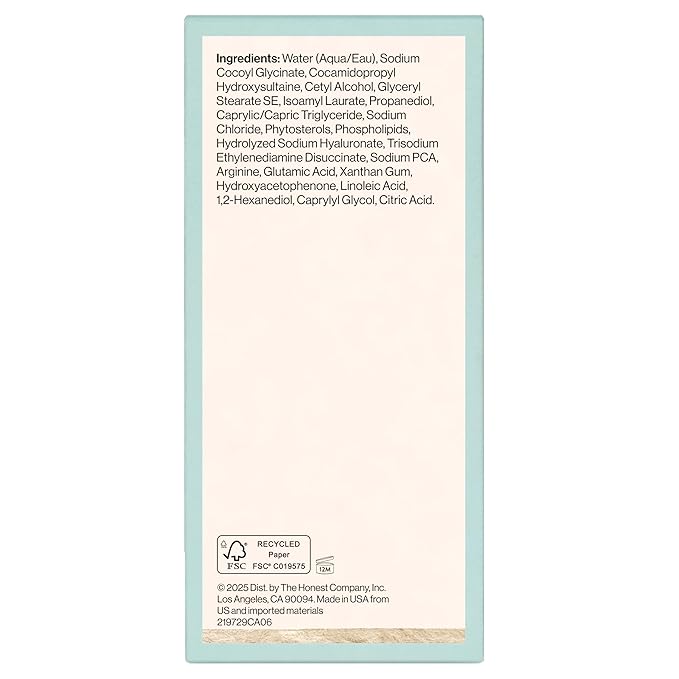 Honest Beauty Sensitive Skin Calming Cream Cleanser, Unscented, 4 fl oz