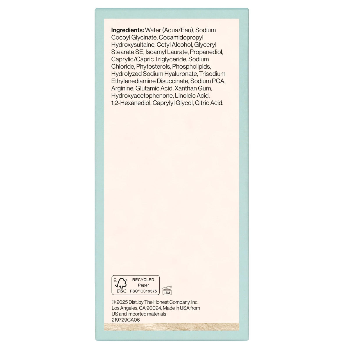Honest Beauty Sensitive Skin Calming Cream Cleanser, Unscented, 4 fl oz
