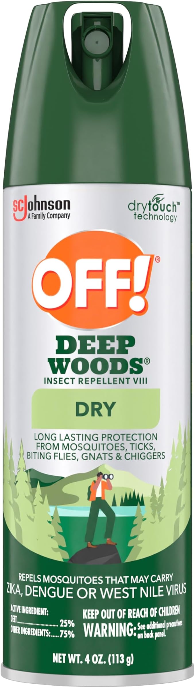 OFF! Deep Woods Insect Repellent Aerosol, Dry, Non-Greasy Formula, Bug Spray with Long Lasting Protection from Mosquitoes and Ticks, 4 Oz, (Pack of 4)