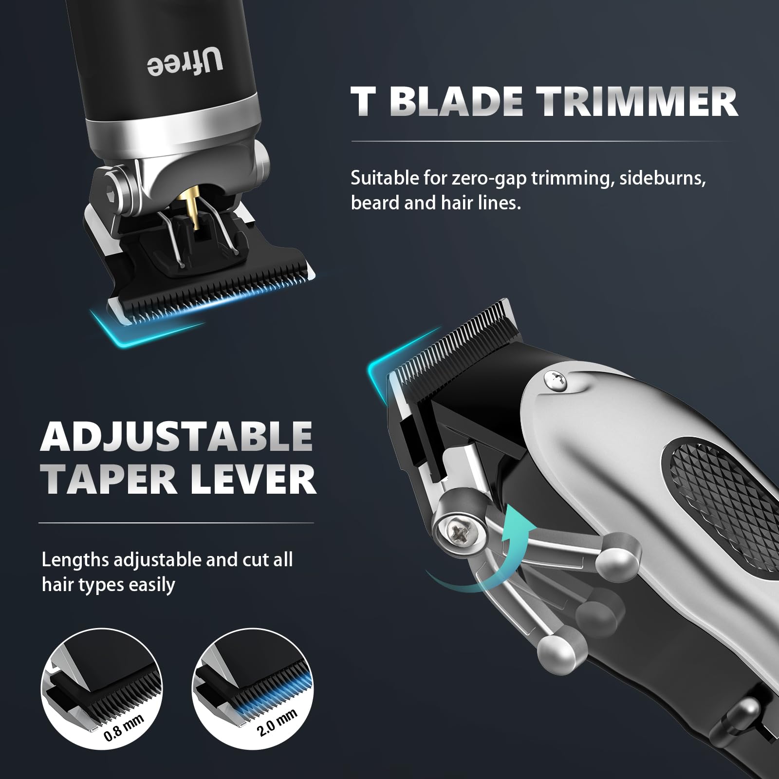 Ufree Professional Hair Cutting Kit, Cordless Barber Grooming Set with Precision Detailer, Rechargeable Electric Shaver, Home & Travel Use, Gift for Him