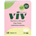 Viv for Your V Bamboo Organic Pads for Women | Soft, Thin, Absorbent Sanitary Pads with Wings | Unscented, Earth-Friendly | Postpartum Gift for Mom | Regular Absorbency (12 Pack)