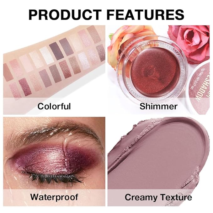 FeiCuiYun Single Cream Putty Matte Eyeshadow Palette Makeup, Natural Single Mini Instant Holographic Eyeshadow For Older Women, Sombras Crema Para Ojos, Talc, Paraben & Cruelty Free, 23