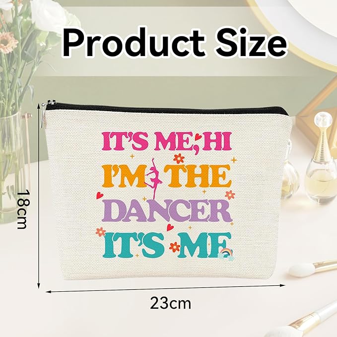 JEFBFBWE Dance Makeup Bag,Dance Bag for Teen Girls,It's Me Zipper Pouch,Dance Shoes Bag,Gifts for Dancer,Dancing Lover,Teen Girls, Dancing Teacher and Student(I'm The Dancer)