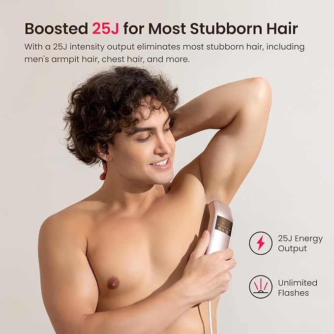 IPL Laser Hair Removal for Women and Men, 25J Triple-Pulse Permanent Hair Removal Device for Ingrown Hair, 37°F Painless Sapphire Ice Cooling Hair Removal for Legs, Armpits, Face, Bikini, Underarms