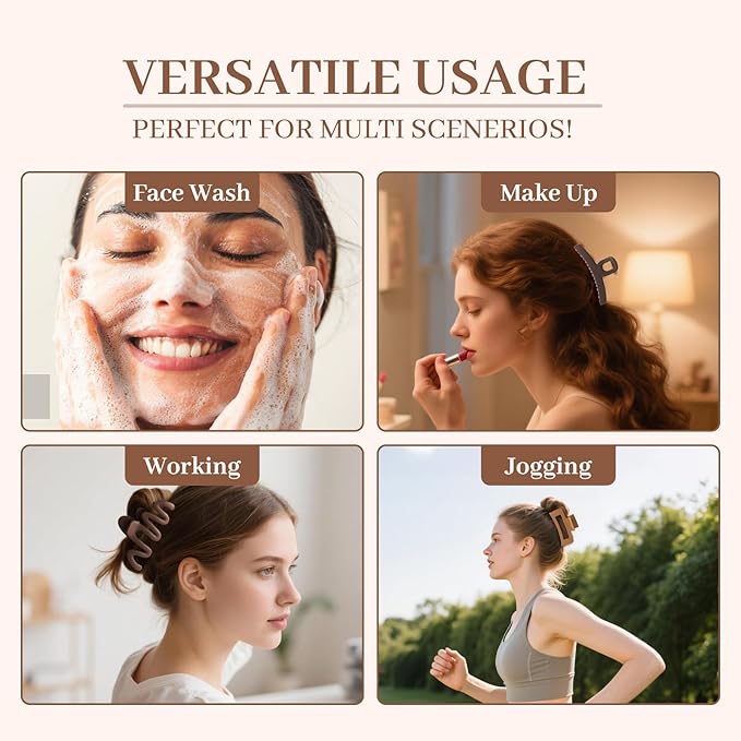 Matte Non-Slip Large Hair Clips for Women 8PCS (Neutral Colors)