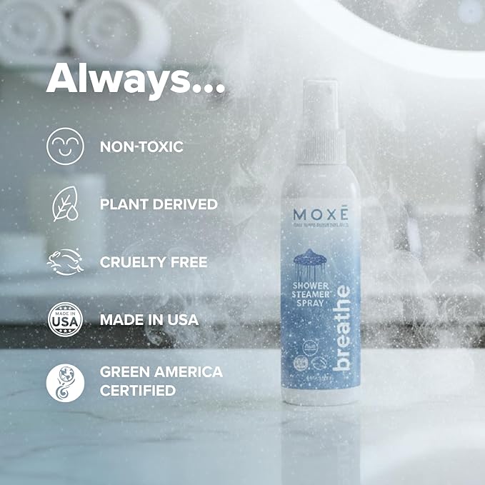 MOXĒ Breathe Shower Steamer for Congestion & Sinus Relief, 4oz, 2 Pack