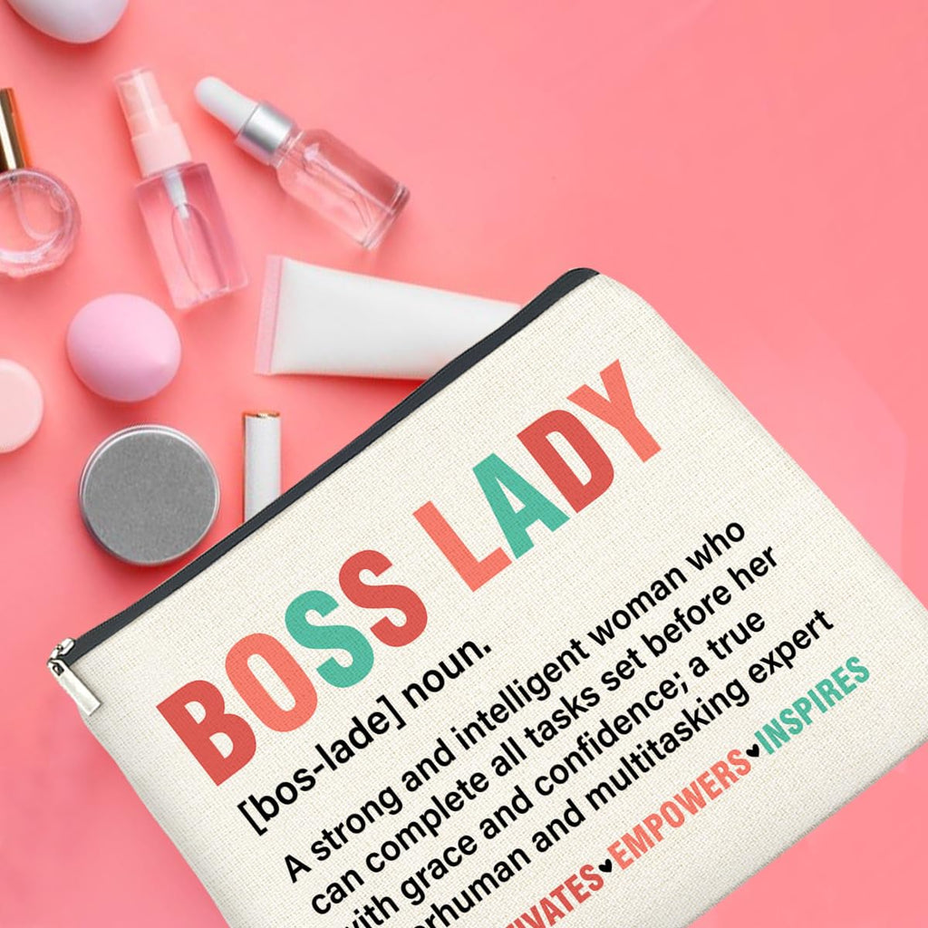 UPNEGE Boss Lady Gifts for Women - Female Boss Lady Makeup Bag with Zipper Closure