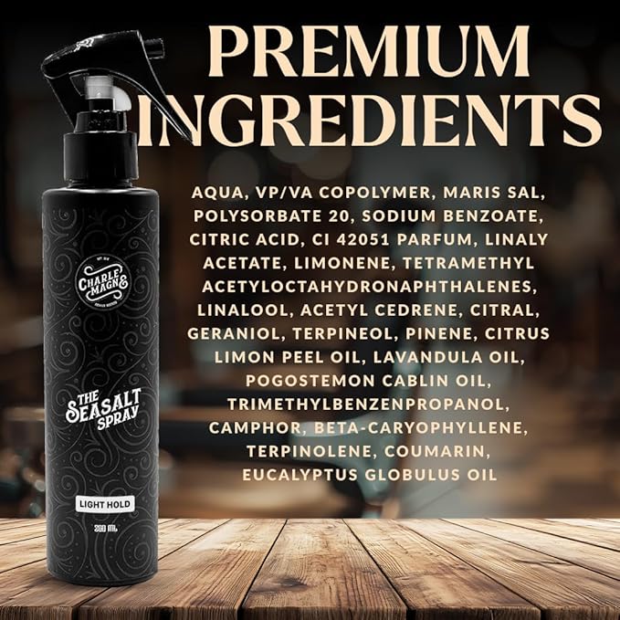 Charlemagne Sea Salt Spray for Men - Light Hold, 6.76 fl oz/200ml