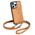 LUCKYCOIN Crossbody Phone Case for iPhone 14 Pro Max, 100% Genuine Leather Phone Wallet Case for Women, Premium Hands-Free Phone Purse with Expandable Flip Card Holder & Adjustable Strap - Retro Tan