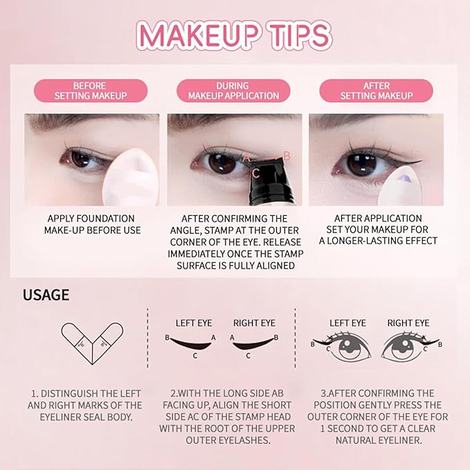 REATIFUL Rotating Eyeliner Stamp Pen,Foldable Winged Eyeliner Stamp,Wing eyeliner stamp,Smudge Proof & Waterpoof Eye Liner,Easy Eye Stencil Makeup Tool (2PCS-Brown)