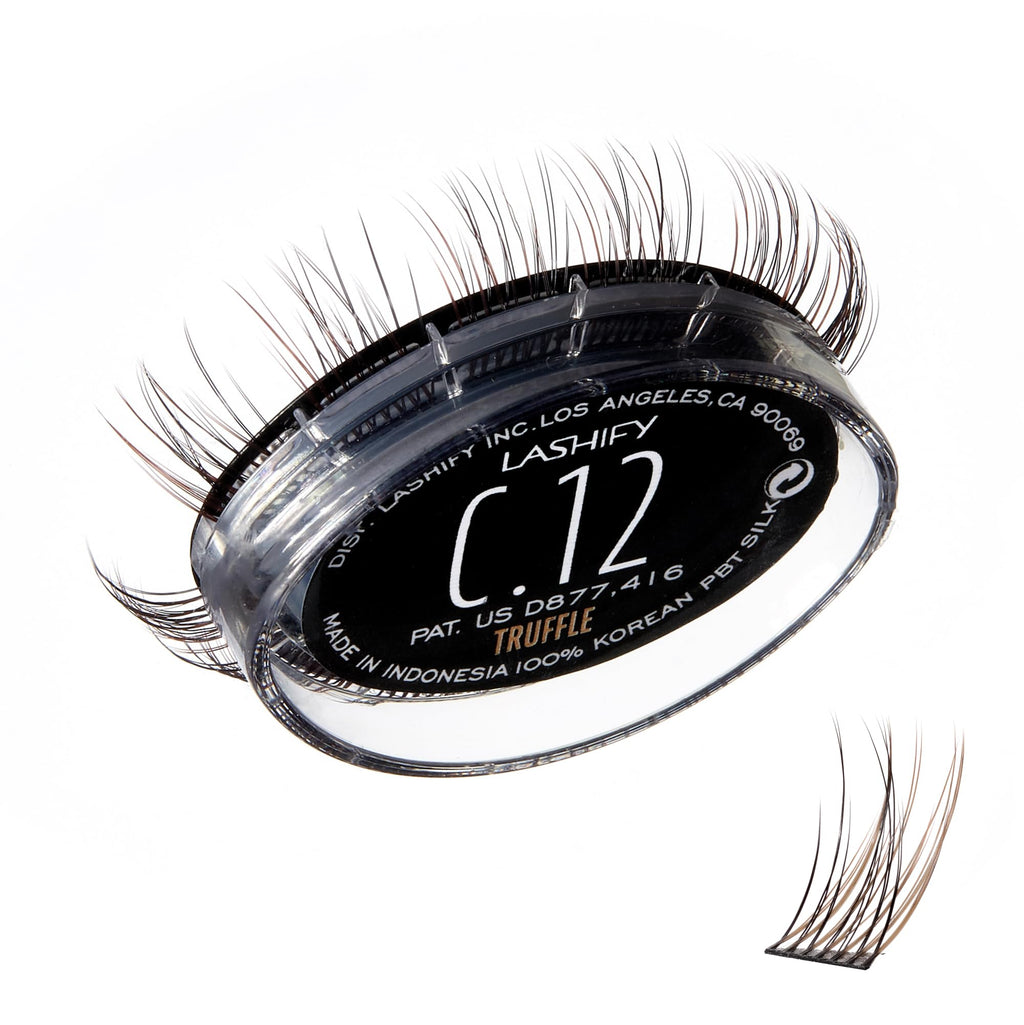 Lashify Curl 12mm Gossamer Eyelash Extensions Refill, Truffle Color, DIY False Lashes for a Natural Look