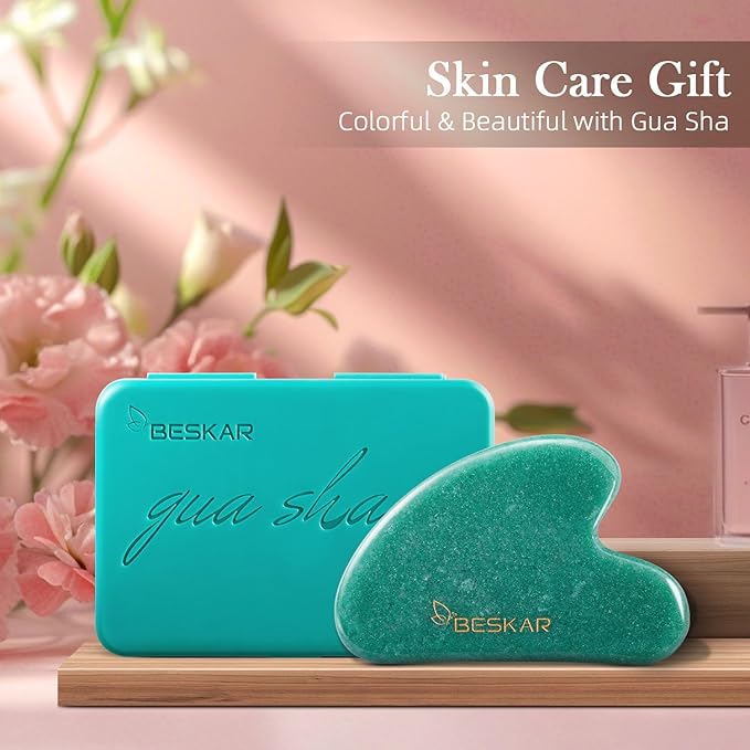 BESKAR Gua Sha Facial Tools, Natural Jade Stone Guasha Massager