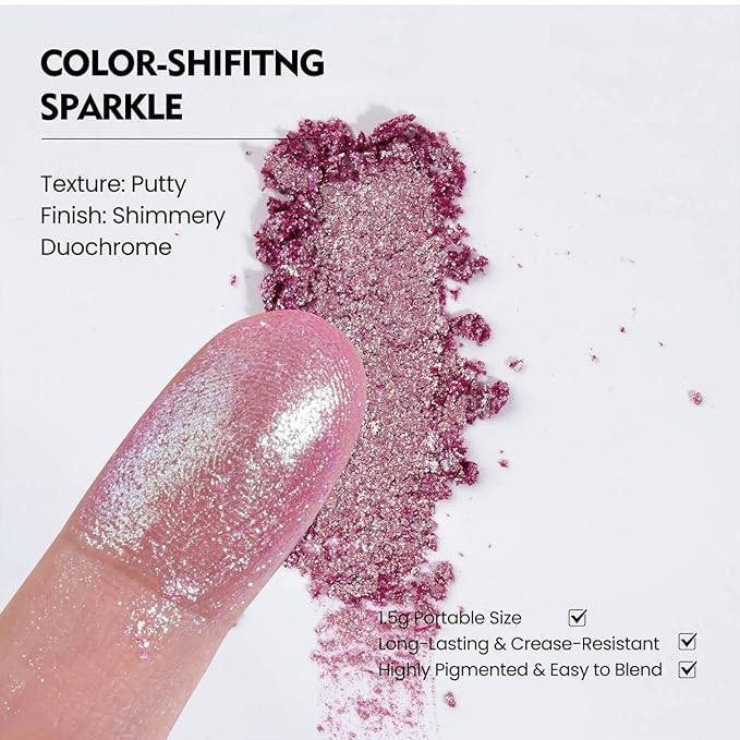 Fillwie Chameleon Duochrome Eyeshadow, Icy Plum With Olive Gold Color Shift