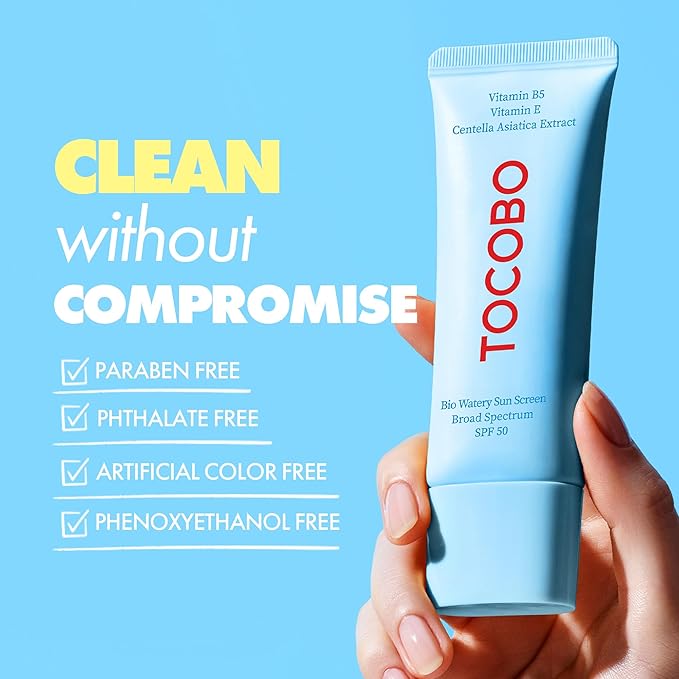 TOCOBO Bio Watery Sunscreen SPF 50 Broad Spectrum Korean Facial Sun Cream, Hyaluronic Acid, Lightweight Daily Face Sunblock,Vegan, Korean Skincare 1.35 fl oz