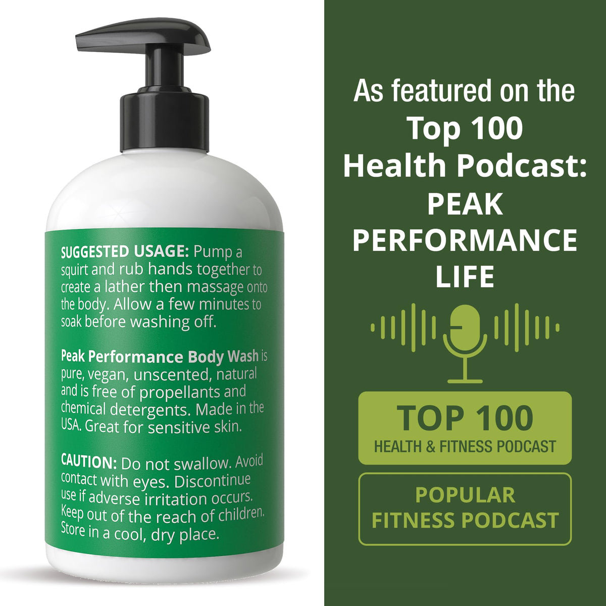 Peak Performance Pure Unscented Body Wash Made with Organic Ingredients
